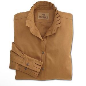 King Ranch Henrietta Pleated Ruffle Collar Western Button-Down Shirt